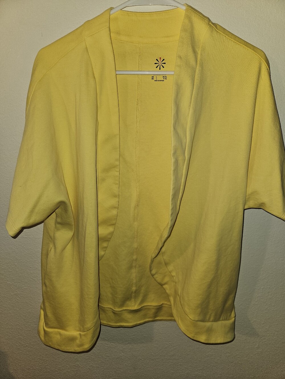 Isaac Mizrahi Live Womans Yellow Short Sleeve Cardigan Size L